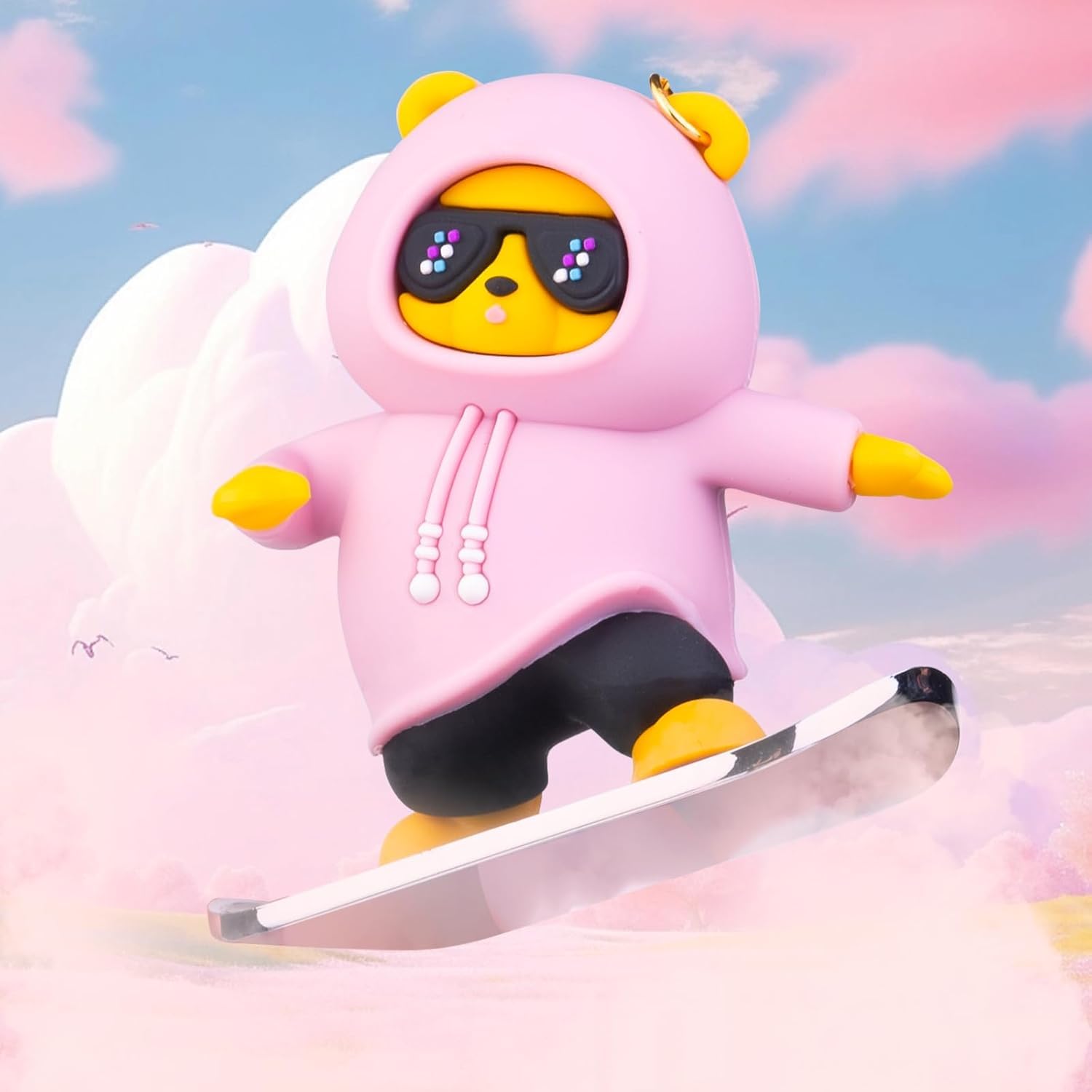 バカラ ノエル スノーボーディングベアNOEL TEDDY BOARD Sliding Bear Car Decoration, Pink Panda Snowboarder Dashboard